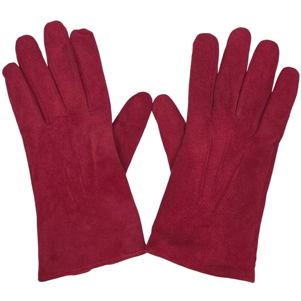 ARIS GENUINE LEATHER SUEDE RED GLOVES – WOMEN’S XL – STYLE 88136 – FLEECE LINING